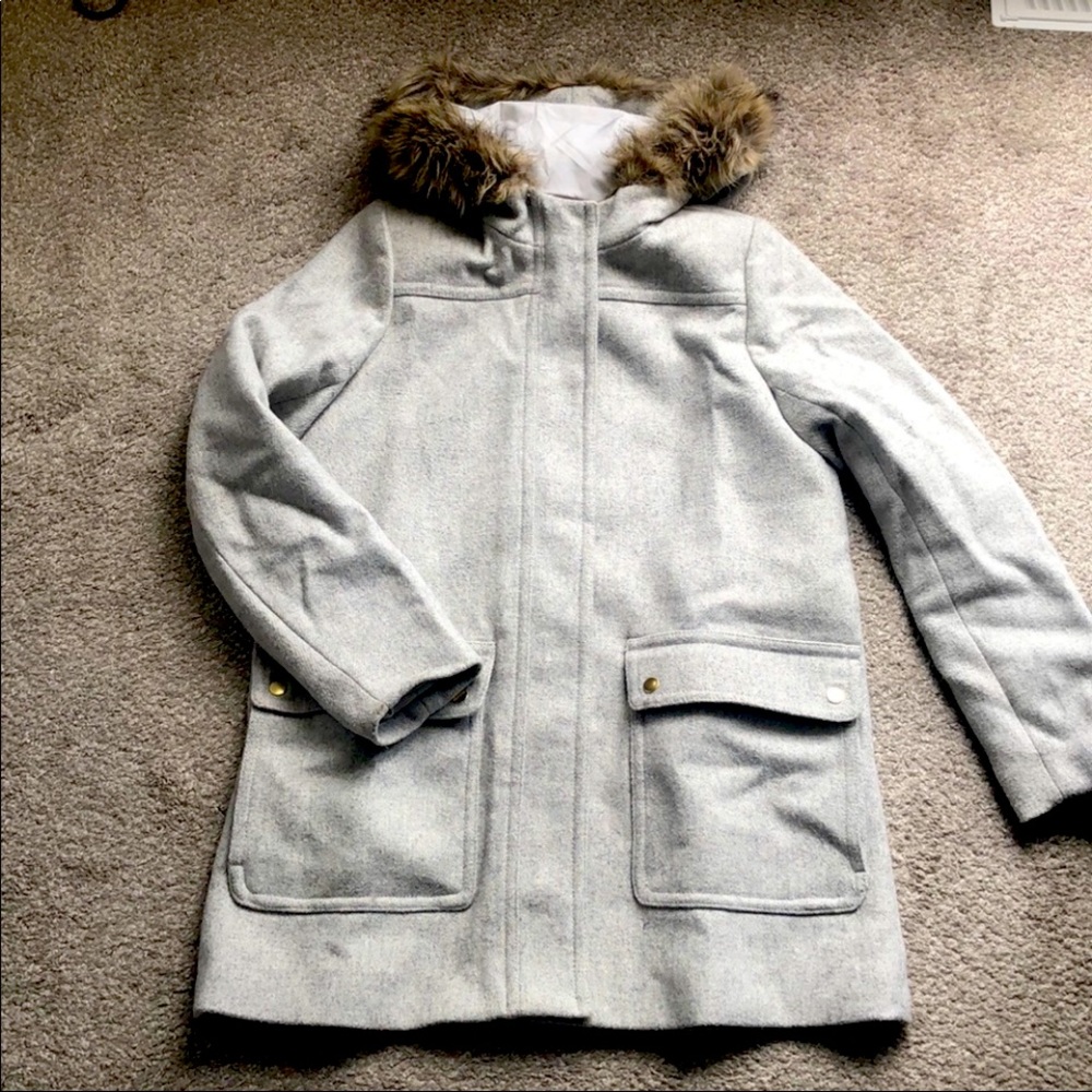 j crew factory gray winter tunic length coat.